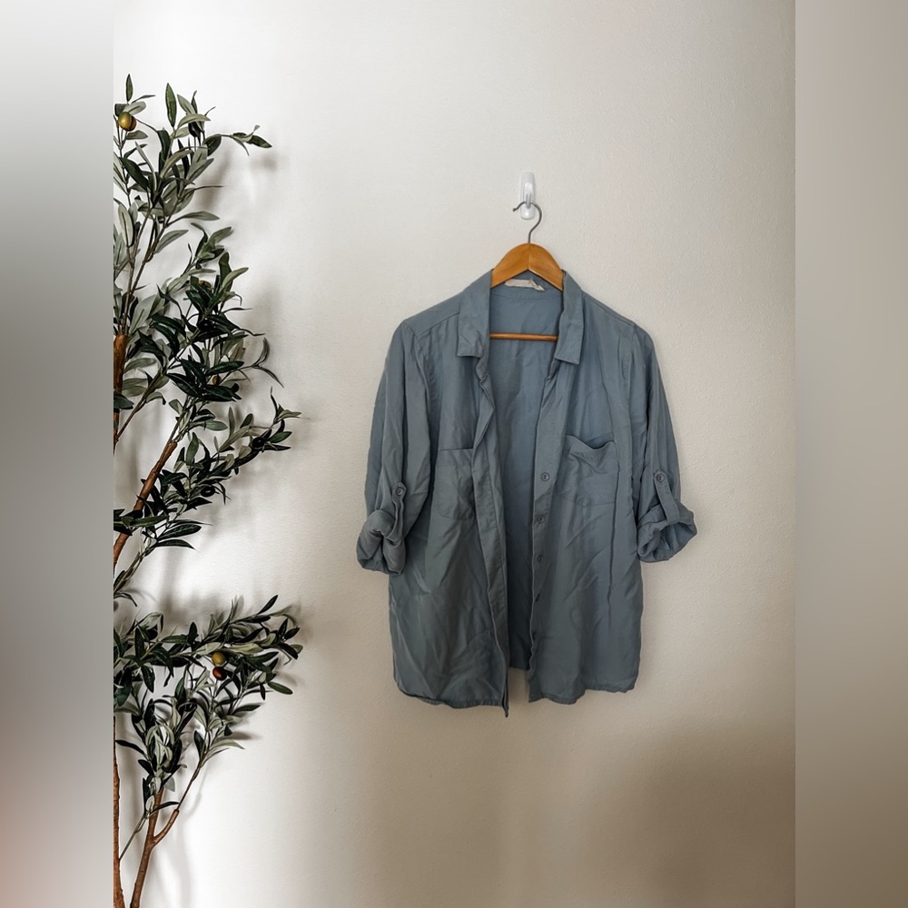 Blue Oversized Button Up